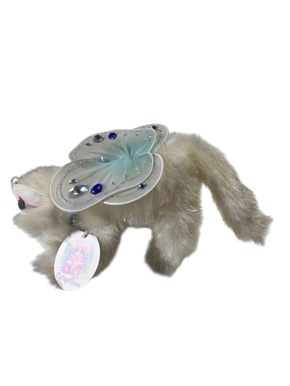 Vintage Catapillers Plush White Cat Toy with Pink Nose and Blue Eyes NWT - Picture 6 of 16
